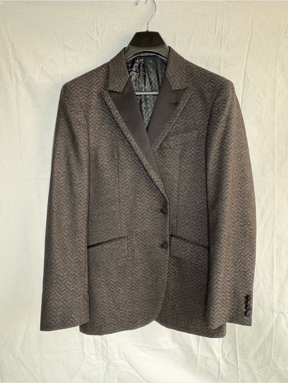 Men's Herringbone Wool Blazer - Charcoal
